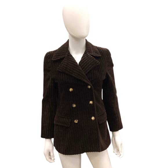 Vintage Women’s Blazer SZ S Corduroy Buttons Front Pockets Chocolate Brown Color
